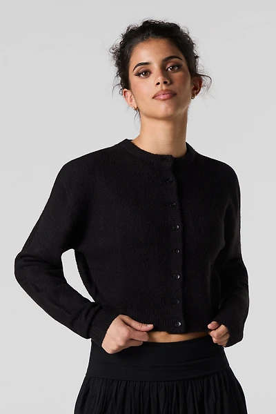 Mossy Knit Button-Up Cardigan