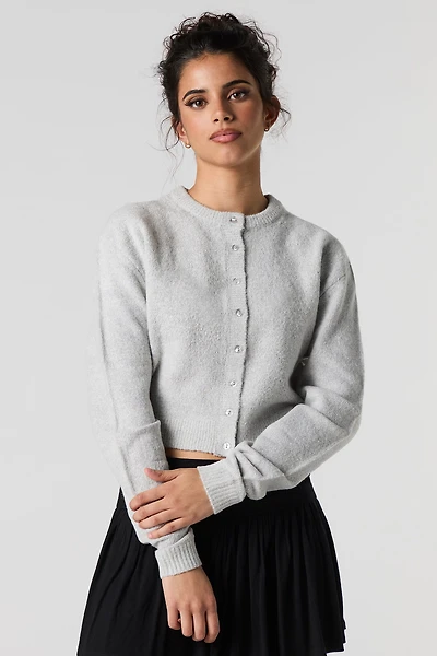 Mossy Knit Button-Up Cardigan