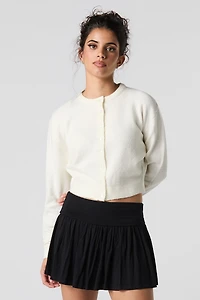 Cardigan boutonné en tricot mousseux
