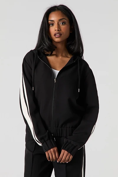 Active Contrast Stripe Zip-Up Hoodie