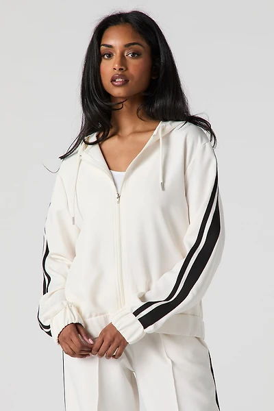 Active Contrast Stripe Zip-Up Hoodie
