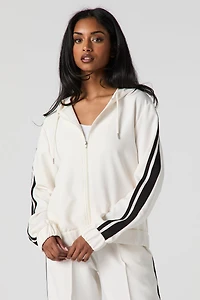 Active Contrast Stripe Zip-Up Hoodie