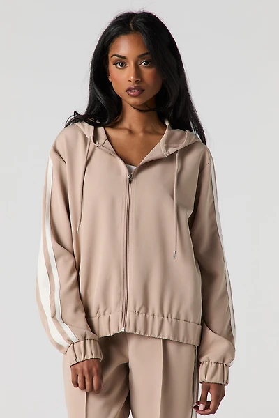 Active Contrast Stripe Zip-Up Hoodie