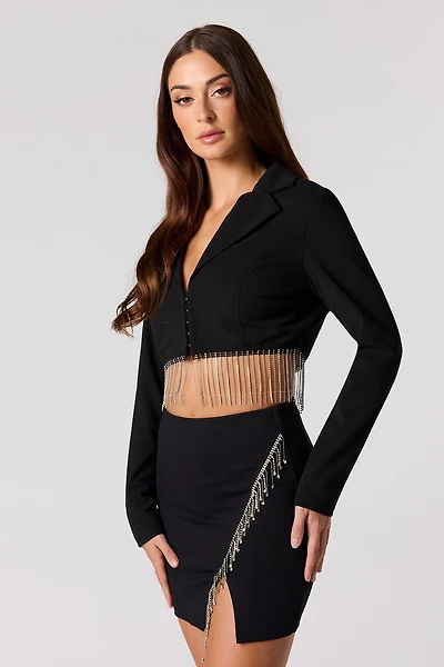 Blazer court avec franges et pierres du Rhin