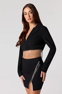 Blazer court avec franges et pierres du Rhin