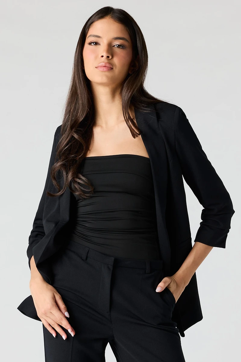 Ruched Sleeve Blazer