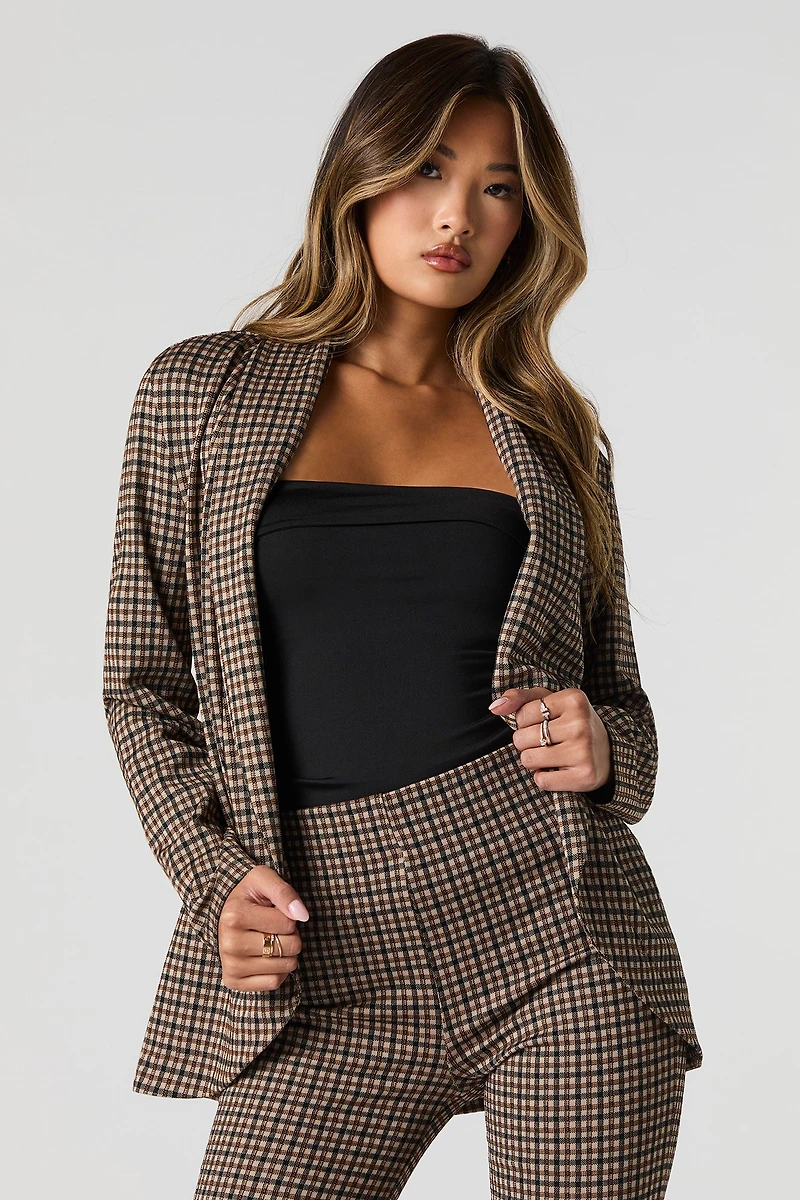 Blazer ouvert en tricot à carreaux