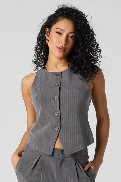 Veste à fines rayures avec col montant
