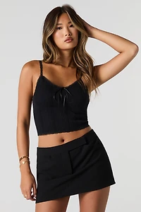Seamless Ribbed Lace Trim Cami