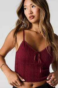 Seamless Ribbed Lace Trim Cami