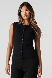 Ribbed Button-Up Tank