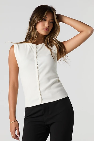 Camisole côtelée boutonnée