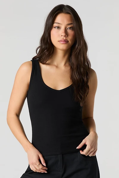 Ribbed V-Neck Tank
