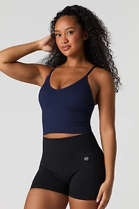 Camisole côtelée sans couture à bonnets intégrés et col en V