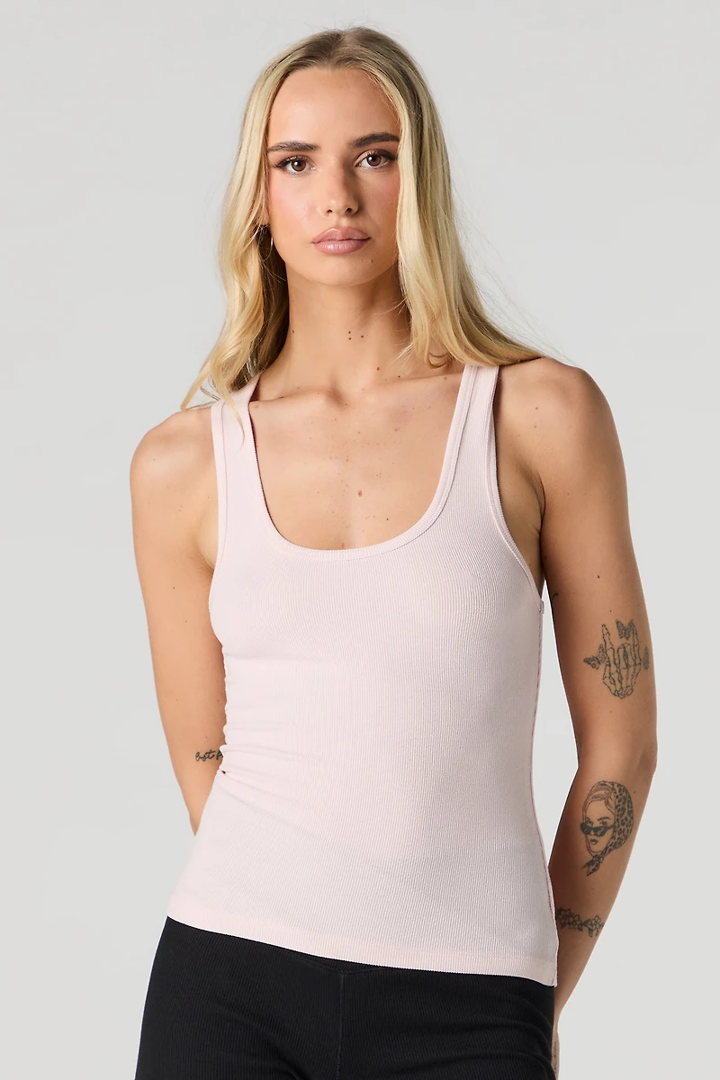 Ribbed Scoop Neck Racerback Tank