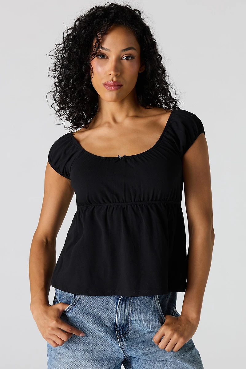 Scoop Neck Peplum Top