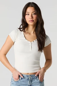 Petit t-shirt côtelé Henley