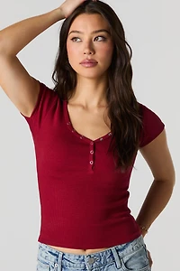 Petit t-shirt côtelé Henley