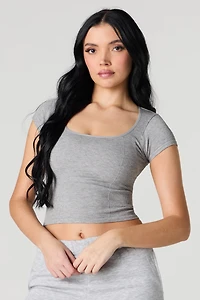 Seamless Ribbed Square Neck Baby Tee