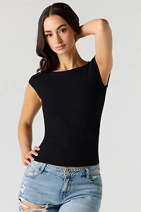 Ribbed Boat Neck Top