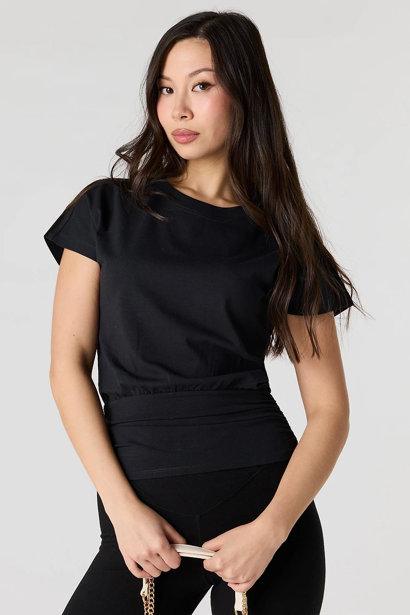 Cinched Waist Short Sleeve Top