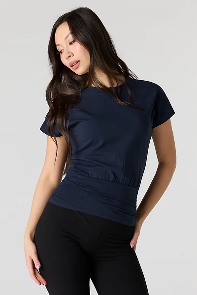 Cinched Waist Short Sleeve Top