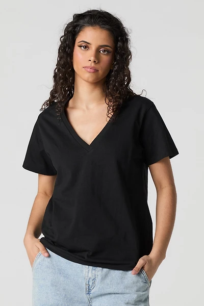 T-shirt décontracté à encolure en V