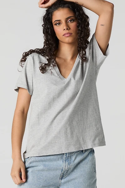 T-shirt décontracté à encolure en V