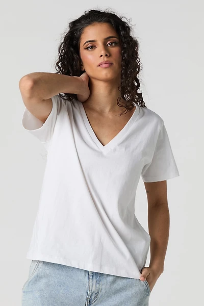 T-shirt décontracté à encolure en V