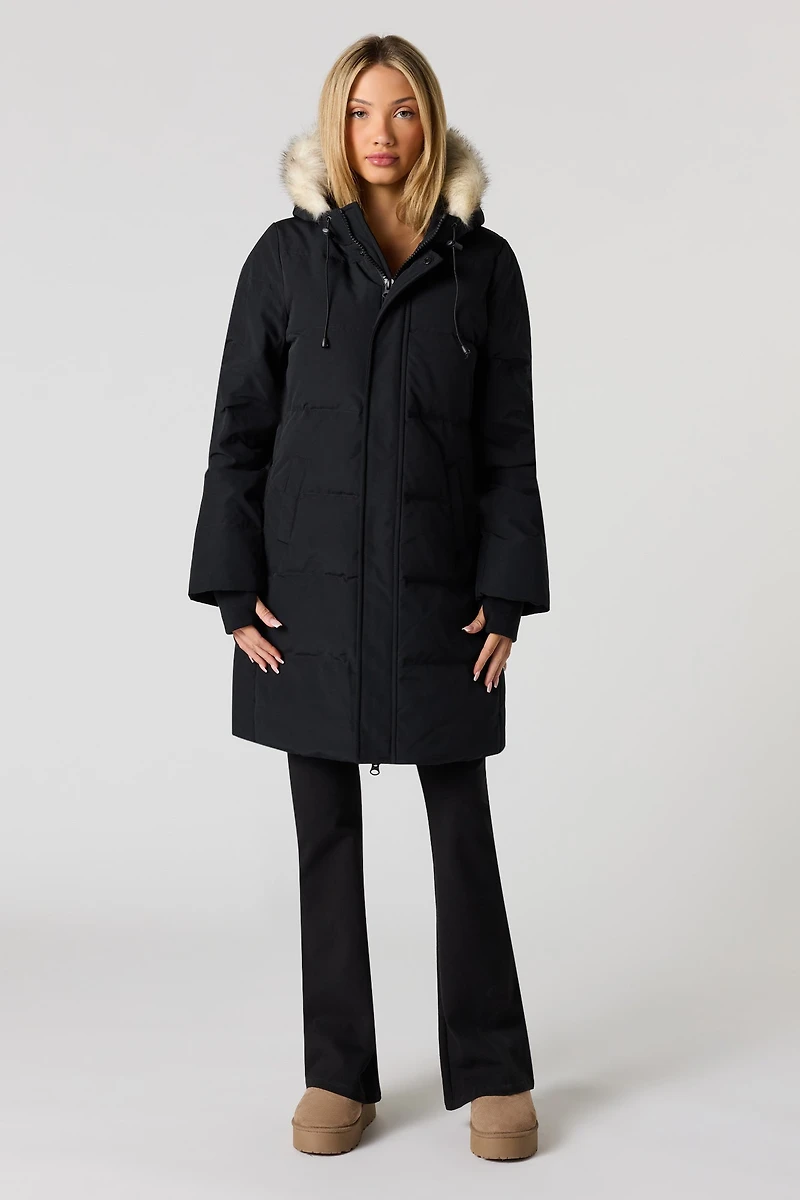 Faux Fur Hood Puffer Parka