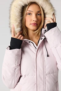 Faux Fur Hood Puffer Parka