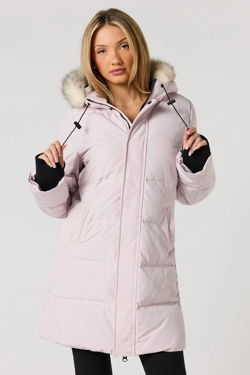 Faux Fur Hood Puffer Parka
