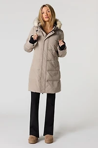 Faux Fur Hood Puffer Parka