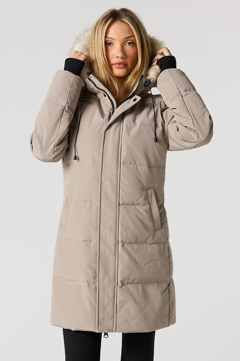 Faux Fur Hood Puffer Parka