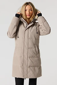 Faux Fur Hood Puffer Parka
