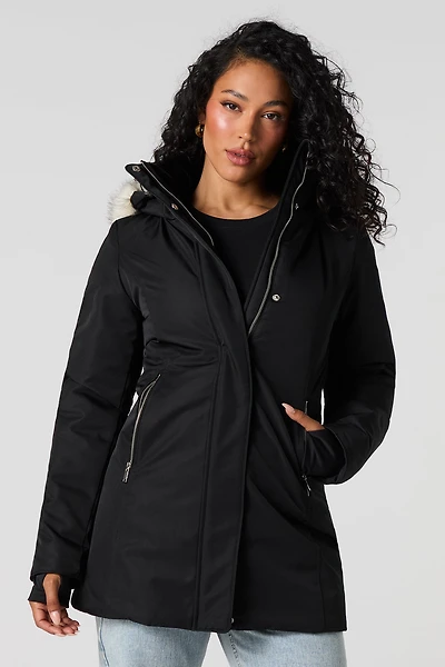 Parka à capuchon amovible en similifourrure