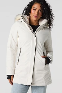 Parka à capuchon amovible en similifourrure