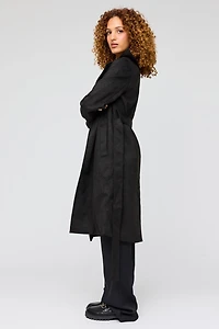 Faux Suede Trench Coat