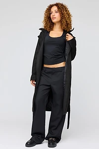 Faux Suede Trench Coat