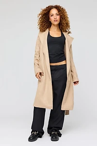 Faux Suede Trench Coat