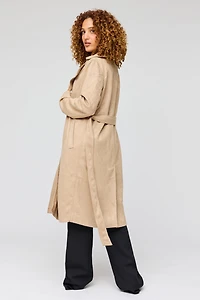 Faux Suede Trench Coat