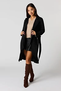 Faux Suede Trench Coat