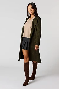 Faux Suede Trench Coat