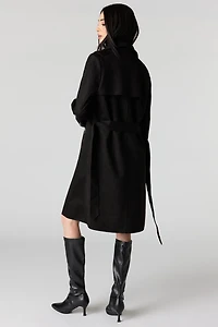 Faux Suede Trench Coat