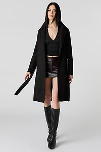 Faux Suede Trench Coat