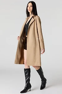 Faux Suede Trench Coat