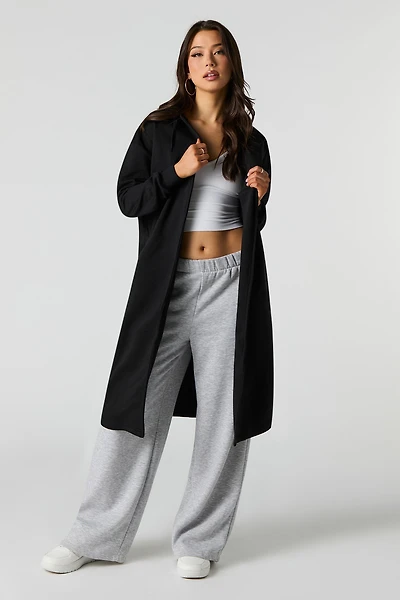 Fleece Open Front Longline Jacket