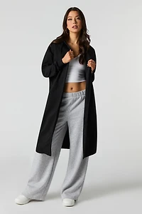 Fleece Open Front Longline Jacket