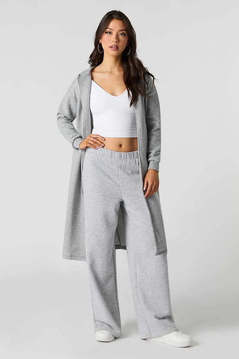 Fleece Open Front Longline Jacket