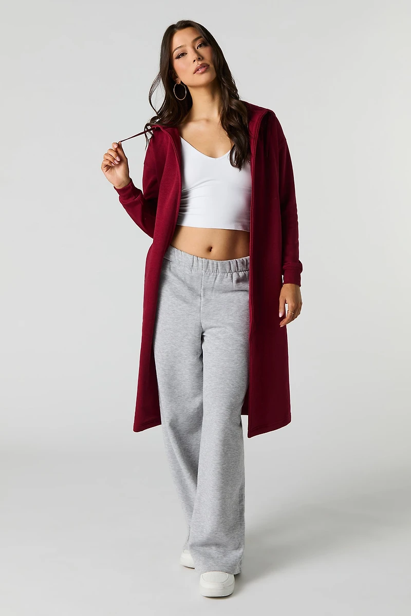 Fleece Open Front Longline Jacket